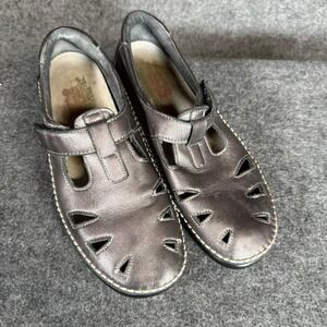 SAS Tripad Comfort Mary Jane Pewter Metallic Leather Cutout Loafers Womens 7.5 M